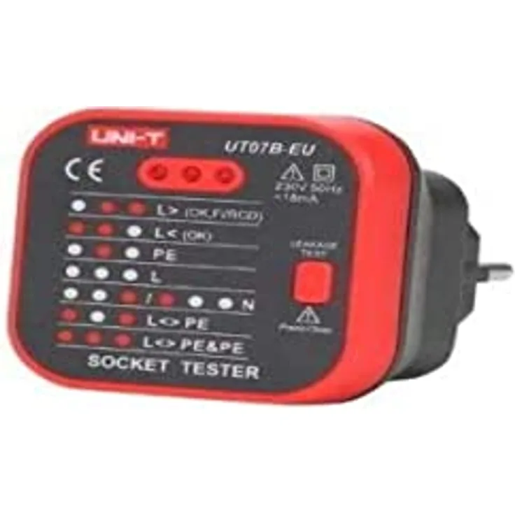 UNI-T UT07B-EU Steckdosentester mit RCD für EU-Steckdosen, 230 V, 50/60 Hz
