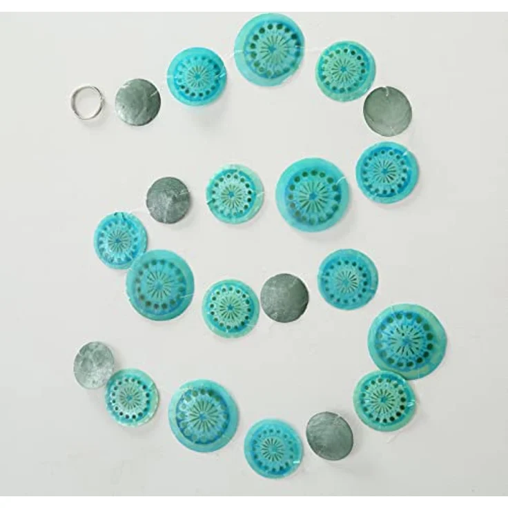 BOLTZE GRUPPE GmbH Capiz Decorative Garland Mobile Shell Wind Chime Muschelgirlande Dekoperlmutt 2 Designs Price/Blue/Green – Bild 5