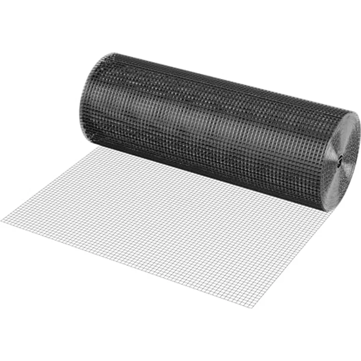 VEVOR Volierendraht 91 x 3048 cm, Vinylbeschichteter Drahtzaun mit 1,06 mm Drahtdurchmesser für Hühnerstallbarrieren, Kaninchen- und Schlangenzäune, Geflügelgehege, schwarz – Bild 9