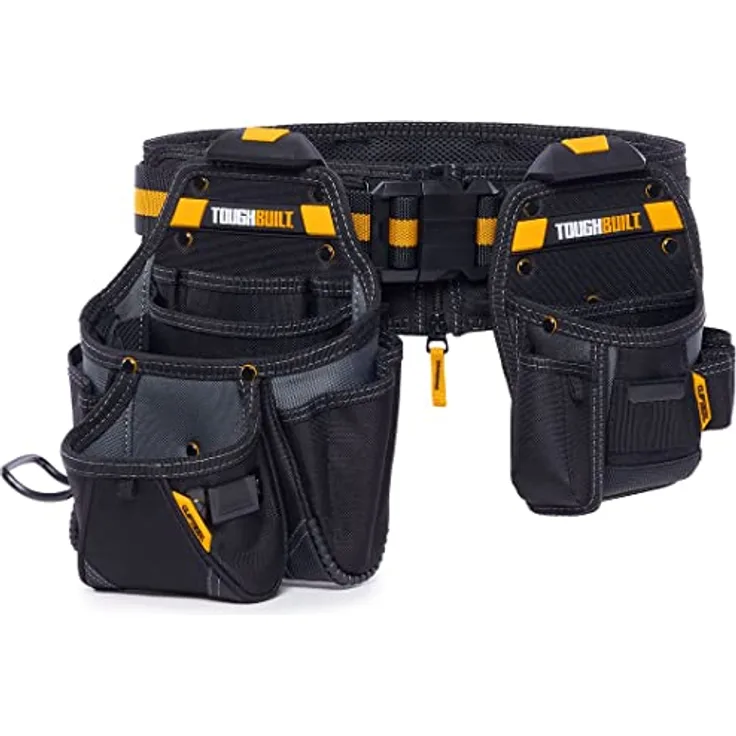ToughBuilt TB-CT-111-CP 3-teiliges Werkzeuggürtel-Set, mit ClipTech-Innovation und gepolstertem Gürtel, schwarz