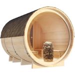 FinnTherm Fasssauna Sauna-Komplettset Panorama, BxTxH: 206,3 x 270 x 211 cm, 42 mm, Elektro-Saunaofen 9 kW, silber