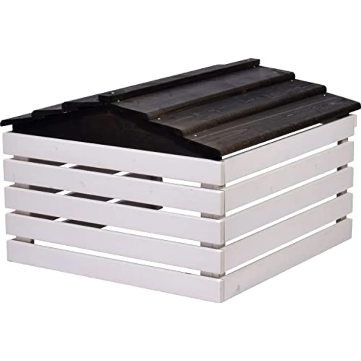 dobar 56192e Mährobotergarage mit abnehmbarem Dach - Rasenroboter Unterstand Massivholz - Rasenmäher Garage - Automower Überdachung - 78,5 x 74 x 52,5 cm - Weiß/Schwarz – Bild 4