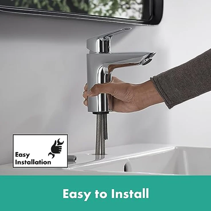 hansgrohe Logis 100, Spültischarmatur mit Push-Open Ablaufgarnitur, chrom, 5 l/min Durchflussmenge – Bild 2