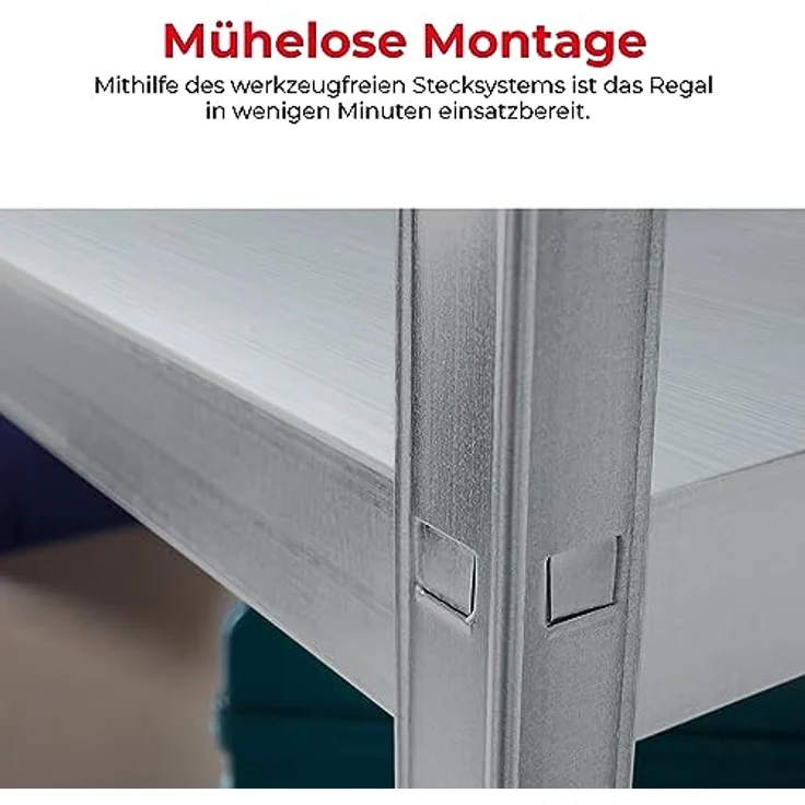 Schulte Regalwelt 2er Set Lagerregal mit 8 PowerMAX-Fachböden, 180x160x40cm Regalsystem, Steckregal mit einfacher Montage ohne Verschrauben, Traglast je Boden bis zu 65 Kg (bis zu 520 Kg gesamt) – Bild 7