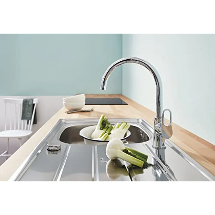 Grohe Küchenarmatur BauFlow, C-Auslauf, Hochdruck, Chrom, 360 Grad schwenkbar – Bild 4