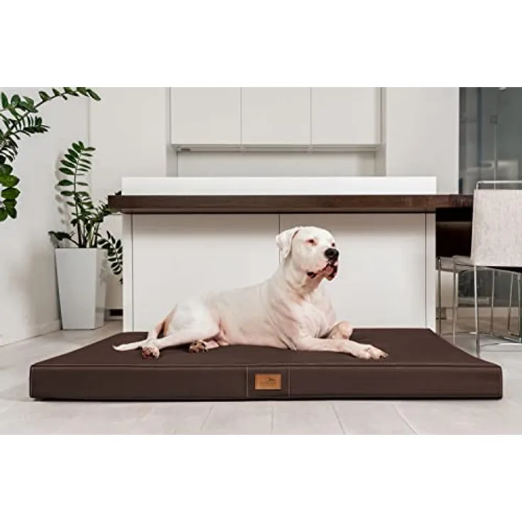 tierlando® Oscar VISCO Orthopädische Hundematte Matratze Kunstleder Hundebett: Größe OS4 100cm | Farbe: LL-01 braun