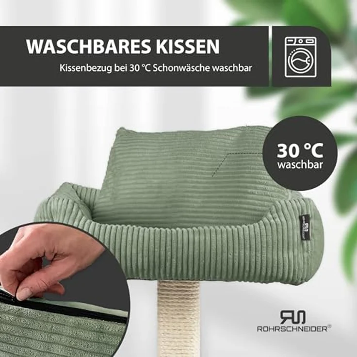 Rohrschneider Kratzbaum Katzenbaum Wolly breiter Kratzstamm mit Katzenbett Cordstoff, Made in Germany, versch. Farben – Bild 8