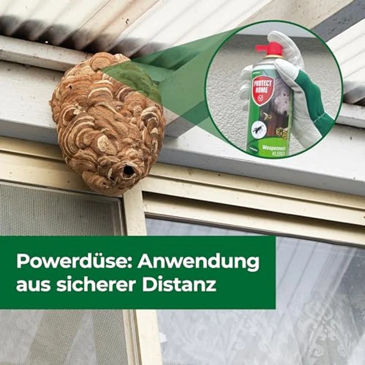 PROTECT HOME Wespennest Kleber 500 ml - Insektizidfreie Bekämpfung von Wespennestern, Wirkung über mehrere Tage, Powerdüse (blau) – Bild 5