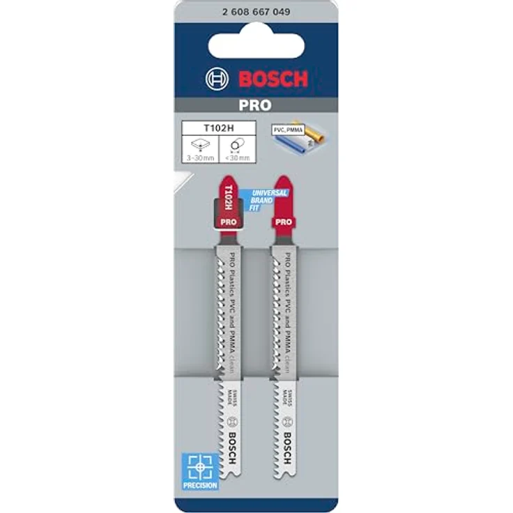 Bosch PRO Plastics PVC Clean T102H, 2er Pack Stichsägeblatt für Kunststoff, 100 mm, präzise Schnitte in PVC und PMMA – Bild 2