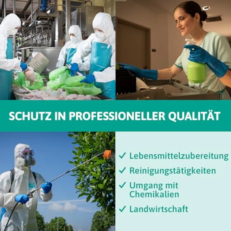 Ansell AlphaTec 37-310 Nitril-Handschuh Lang, für die Zubereitung von Lebensmitteln sowie Reinigungs- und Mechanikarbeiten, Blau, Größe 11 (12 Paar) – Bild 4