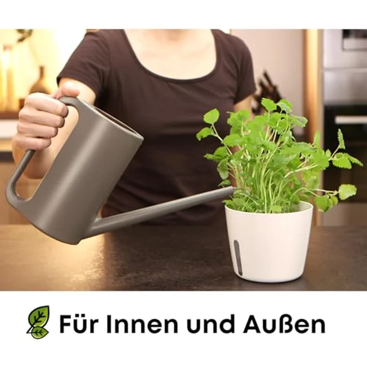 Plastia - Gießkanne Medusa für Zimmer Pflanzen Design klein für Drinnen Kunststoff 1,8 L anthrazit – Bild 3