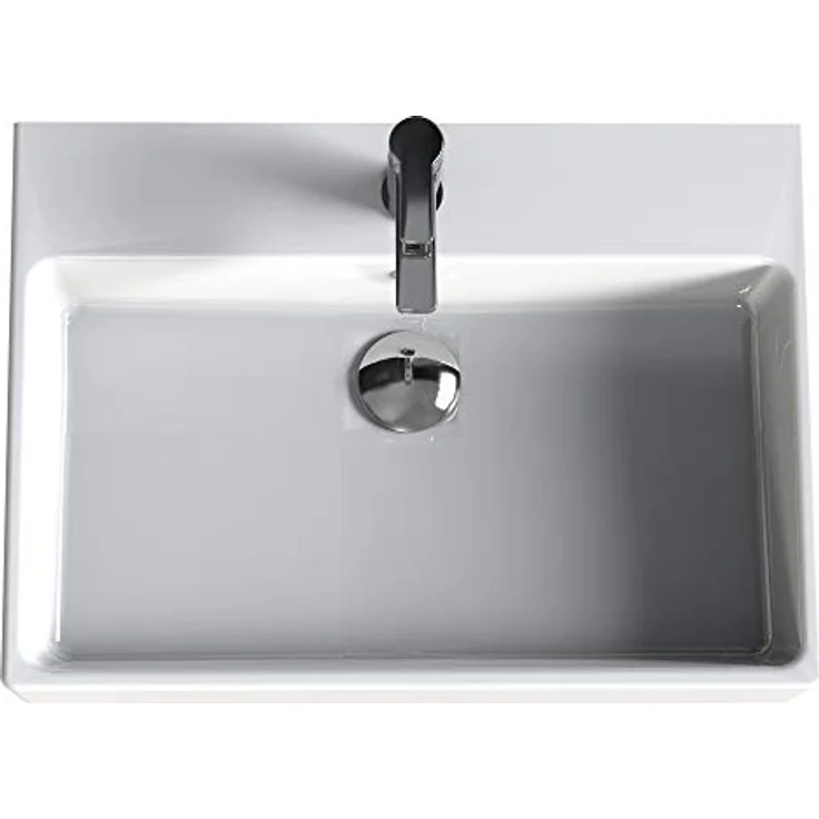 AQUA BAGNO Design Waschbecken aus hochwertiger Keramik, Hängewaschbecken im modernen Stil | 60 x 50 cm – Bild 4