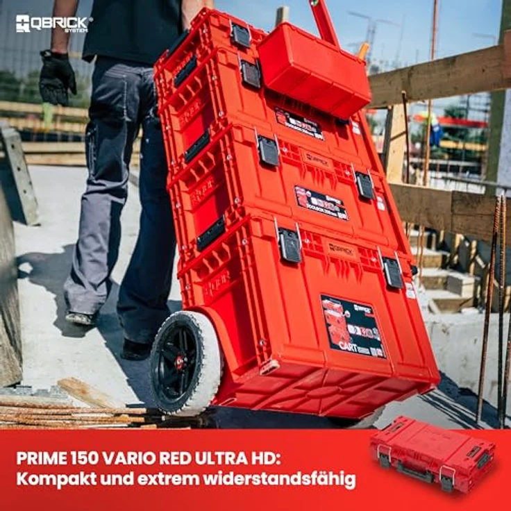 QBRICK System Werkzeugkoffer PRIME Toolbox 150 Vario RED Ultra HD Custom 535 x 327 x 140 mm 13,5 l - Werkzeugkoffer mit individueller Aufteilung und hoher Kapazität in Rot – Bild 2