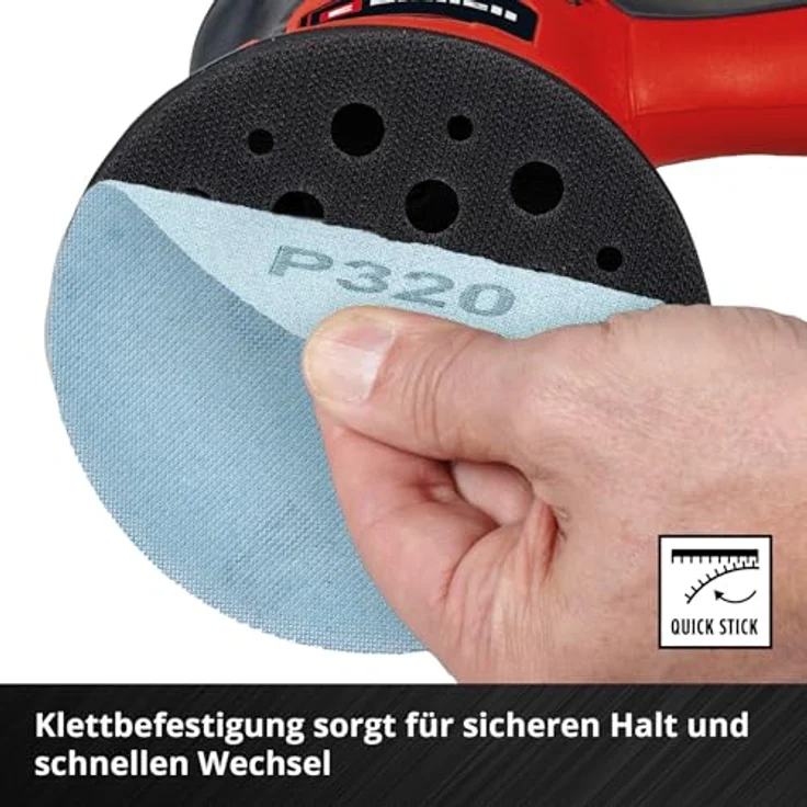 Einhell Schleiftellerschoner mit Schleifgitter-Set, Ø 125 mm, doppelseitige Klettaufnahme, abgestufte Körnungen 80-320 – Bild 4