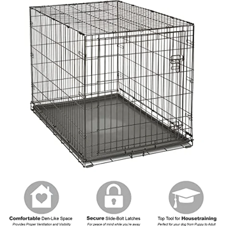 New World Pet Products New World Hundekäfig mit 1 und 2 Türen, inklusive auslaufsicherer Pfanne, Bodenschutzfüßen und patentierten Funktionen, B42 – Bild 3