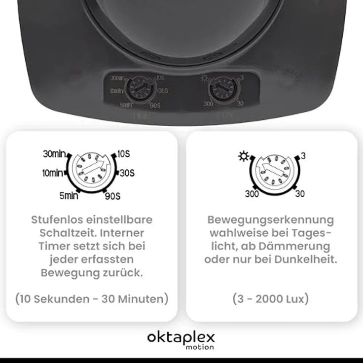 Oktaplex motion Oktaplex Tim Präsenzmelder 360° Bewegungsmelder für Aussen IP65 PIR-Bewegungssensor anthrazit 230V, Wetterfester Bewegungssensor mit Ø20m Erfassungsbereich – Bild 4