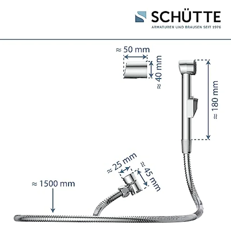 Schütte Waschbecken-Handbrause-Set chromfarben mit Antikalk-Noppen und knickfestem Edelstahl-Brauseschlauch – Bild 5
