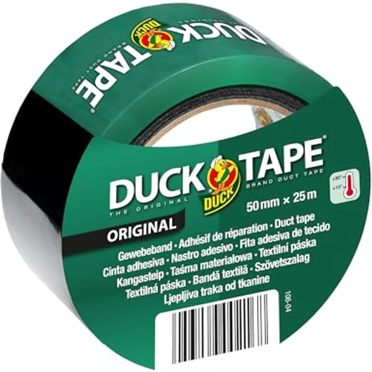 Duck Tape Original Panzertape, starkes Gewebeband zum Reparieren und Bündeln, 50 mm x 5 m, Schwarz – Bild 1