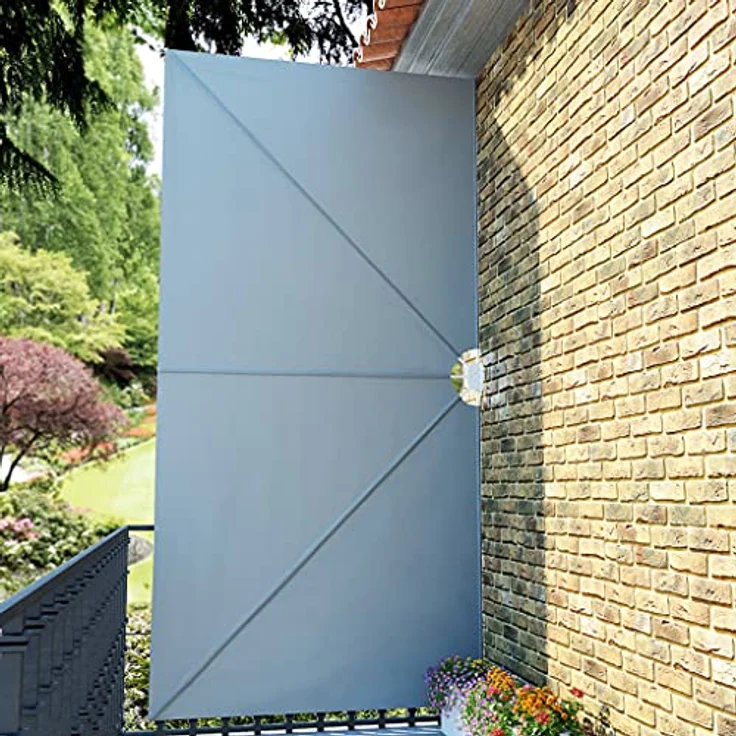 vidaXL Faltbarer Terrassen-Seitenfächer, Grau, 400×200 cm, wasser- und schmutzabweisend, UV-beständig, zusammenklappbar – Bild 5