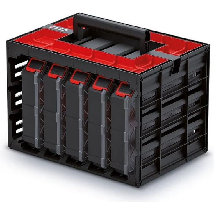 Kistenberg Werkzeugkoffer KTC30256B-S411, Werkzeugkoffer mit 5 Ordnern Tagercase, strapazierfähiges Polymergehäuse, ergonomischer Griff, tragbar, wandmontierbar – Bild 1