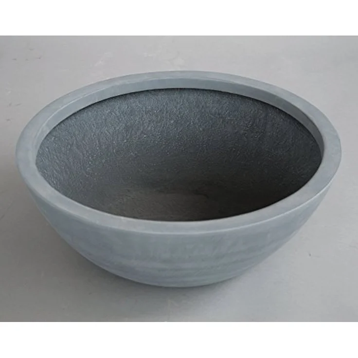 Elegant Einrichten Pflanzkübel Fiberglas Schale Rund, D46xH16cm, Grau, UV-beständig und frostsicher – Bild 2