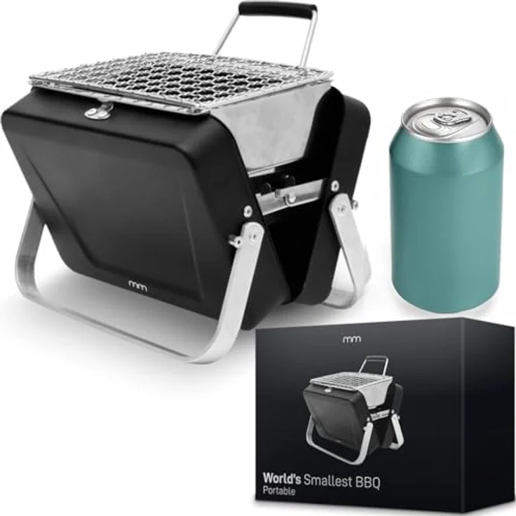 MikaMax Kleiner tragbarer, faltbarer Touristengrill in einer Tragetasche, BBQ in Form einer Aktentasche, weltweit kleinster BBQ - Holzkohlegrill – Bild 2