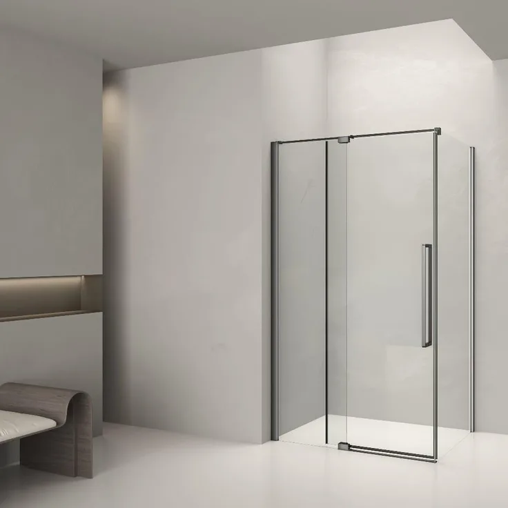 STANO Duschwand MAASTRICHT CUADRA, Schiebetür aus 8 mm ESG-Glas, Schwarz Matt, Höhe 200 cm, variabel 80-130 cm Türmaß