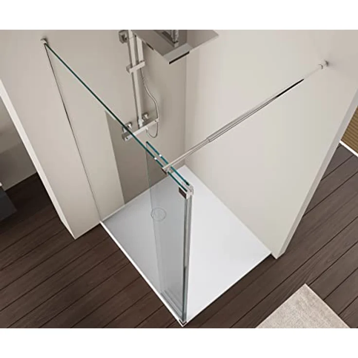Bernstein Walk-in-Dusche NT109, 8mm Klarglas mit Nano-Beschichtung, Chromprofil, inkl. Spritzschutz, wählbare Breite bis 120 cm, 200 cm hoch – Bild 4
