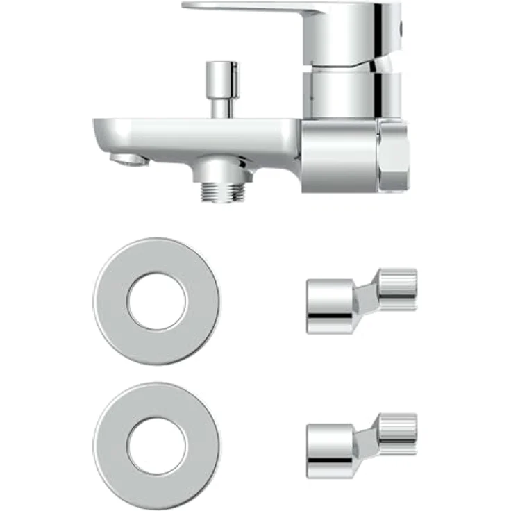 Lenz CALISTA Wannenarmatur chrom, hochwertige keramische Markenkartusche, spritzfreier Wasserstrahl, Anschluss für Brauseschläuche 1/2" – Bild 4