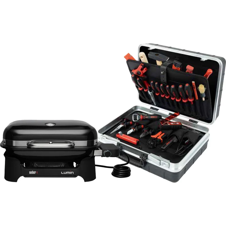 Cimco Werkzeugkoffer Azubi Koffer Set L, 28-teiliges Set aus schlagfestem Polypropylen mit Aluminiumrahmen und gummiertem Griff, kompakt und platzsparend