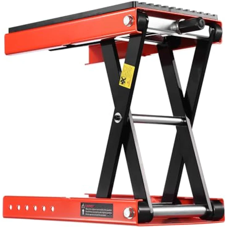 VEVOR Motorradheber, höhenverstellbare Motorradhebebühne 105-380 mm, 544 kg Tragkraft, breite Plattform mit rutschfester Deckfläche und integrierter Vorderradklemme – Bild 9