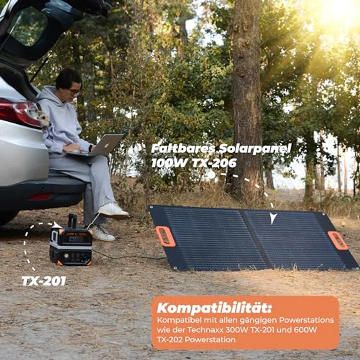Technaxx TX-206, Solarpanel 100W mit hohem Wirkungsgrad, faltbar, mit Adapterkabel für Powerstations, 4 kg – Bild 5