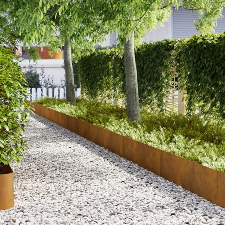 vidaXL Wetterstahl Gartenrand Set 20 langlebige Stücke 100 x 0,5 30 cm rustikale Metall Einfassung – Bild 2