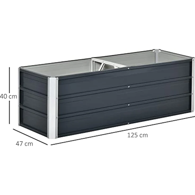 Outsunny Hochbeet aus Stahl Gartenbeet Pflanzkasten Blumenkasten Blumenkübel mit Handschuhe Dunkelgrau 125 x 47 x 40 cm – Bild 3