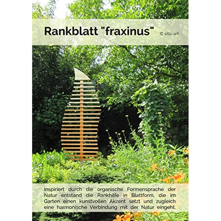 dobar Rankhilfe "Fraxinus-Blatt", großes Design-Rankgerüst aus naturfarbenem Kiefernholz, 76x6,5x186 cm, Metall-Erdspieß 7x7x75 cm – Bild 3