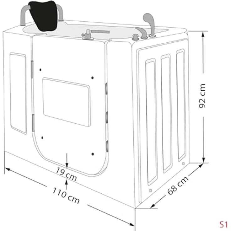 Senioren Sitzbadewanne Senioren Badewanne Sitzwanne Wanne mit Tür S08-A – Bild 6