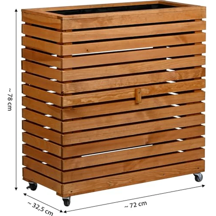 dobar® Hochbeet Rolla L, Massivholz mit Rollen, erhöhtes Beet mit Stauraum, 72 x 32,5 x 78 cm, braun – Bild 3