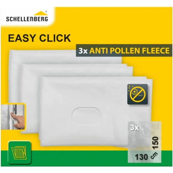 Schellenberg 70473 3er-Set Pollenschutzvlies für Fliegengitter Fenster Easy Click, 130 x 150 cm, Ersatz für Pollenschutzgitter, Weiß – Bild 1