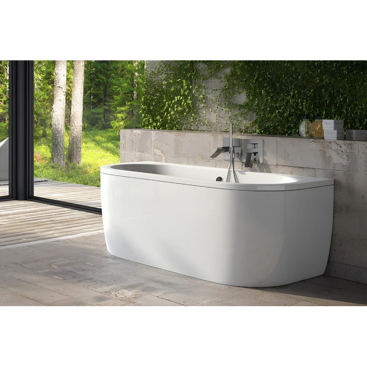 Xlmoebel Rechteckige Designbadewanne, Weiße Acryl-Badewanne für modernes Badezimmer, 170 cm x 75 cm, Hergestellt in Europa