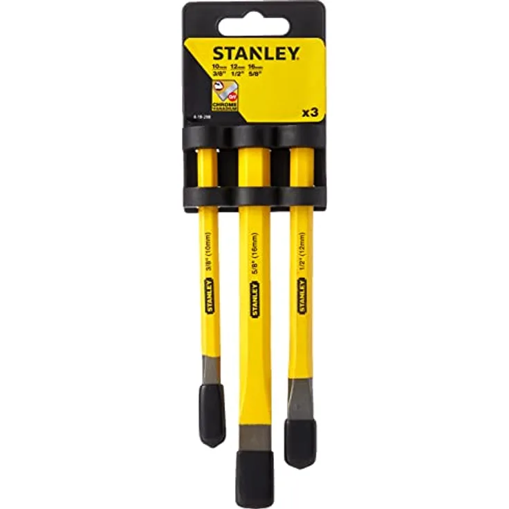Stanley Präzisionsflachmeissel-Set (3-teilig, Chrom-Vanadium Stahl, 10 x 140 mm, 12 x 150 mm, 16 x 170 mm) 4-18-298