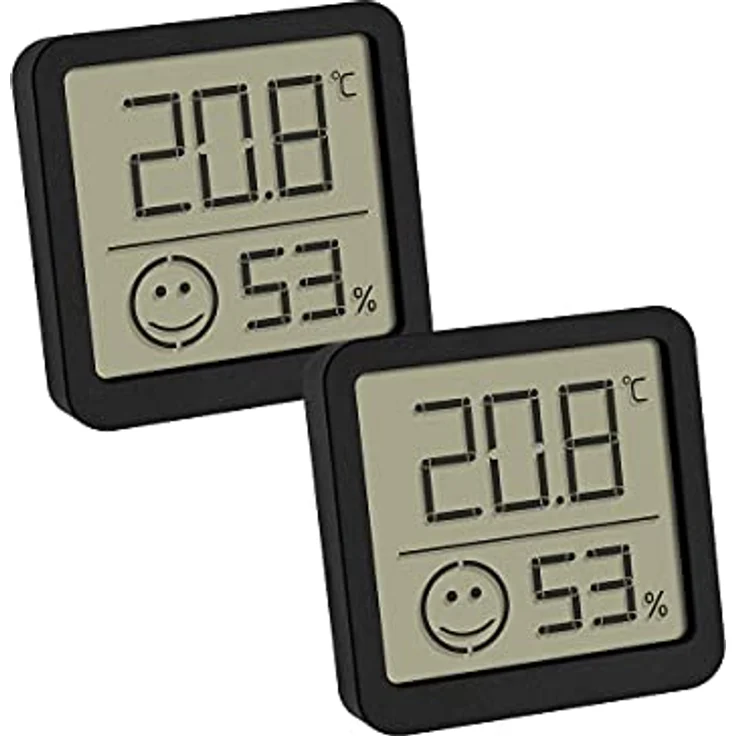 TFA Dostmann 2er Set digitales Thermo-Hygrometer mit Komfortzone Thermo-/Hygrometer Schwarz (30.5053.01.02) – Bild 2