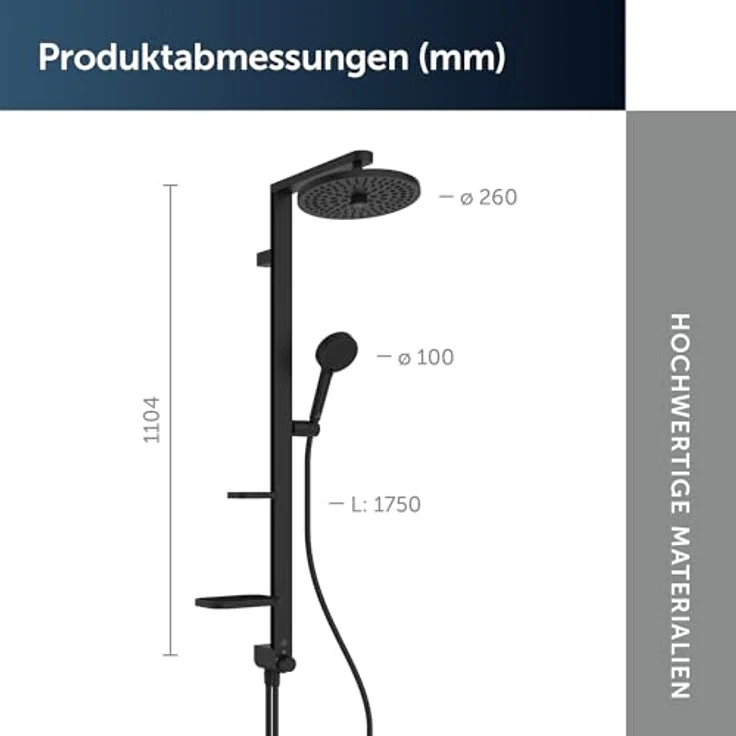 Ideal Standard Duschsystem Ceraflow Alu+, 110.40 cm, Multifunktionsbrause aus 84% recyceltem Aluminium, WRAS-zertifiziert – Bild 8