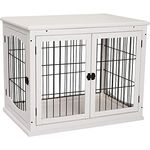 PawHut Hundehütte Hundehaus Transportbox Kleintierkäfig für Innen Hundebox Tierkäfig Haustier MDF Metall Weiß 81 x 58,5 x 66 cm