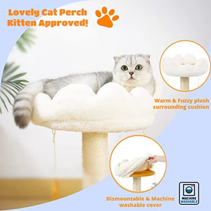 Happi N Pets Wolke Katzenkratzbaum mit Bett, Katzenbaum für Indoor Katzen, Kleiner Katzenturm mit Bällen, Stabiler Katzenspielplatz – Bild 5