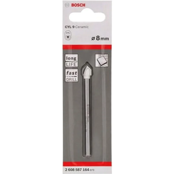 Bosch 1 Fliesenbohrer CYL-9 Ceramic, 8 mm Durchmesser, 80 mm Länge, spiralloses Design für Fliesenbohren – Bild 2