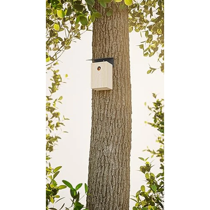 Alberts 355296 Vogelhäuschen Schrägschutzdach | Nistkasten aus Stahl in verschiedenen Trendfarben | Vogelnest zum aufhängen oder hinstellen | Größe 140 x 125 x 66 mm – Bild 3