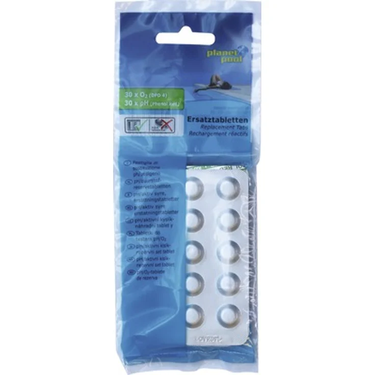 Planet Pool pH / Sauerstoff-Ersatztabletten, 30 Tabletten DPD4 und 30 Tabletten Phenol Red, geblistert, zur Wasseranalyse