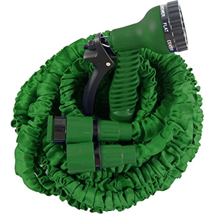 HELO Gartenschlauch 'Flexi', flexibler 30 m Wasserschlauch aus verstärktem Gewebe mit 7in1 Spritzpistole, grün – Bild 3