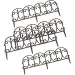 HTI-Living Beetbegrenzung Zierzaun Schnörkel Nessa, Set, 4 Zaunelemente, Beeteinfassung Beetbegrenzung, Witterungsbeständiger Kunststoff, 60,5 cm Breite, 32,5 cm Höhe, 9 cm Erdspieß