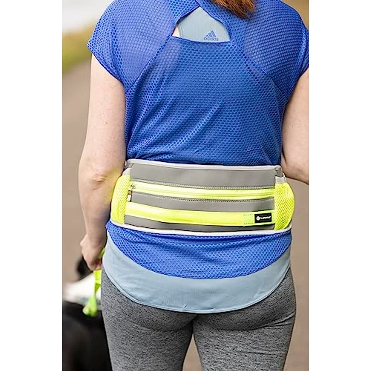 Flamingo JOGGINGLEINE + HÜFTGURT LED STOFFEL GELB, Nylon mit weichem Neoprenfutter am Hüftgurt, Leine 118CM / Gurt 80-140CM – Bild 3